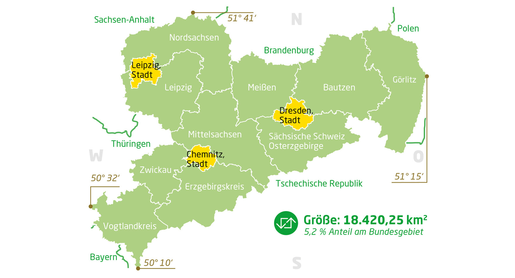 Karte Freistaat Sachsen